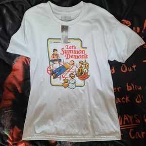 Steven Rhodes let's summon demons shirt.